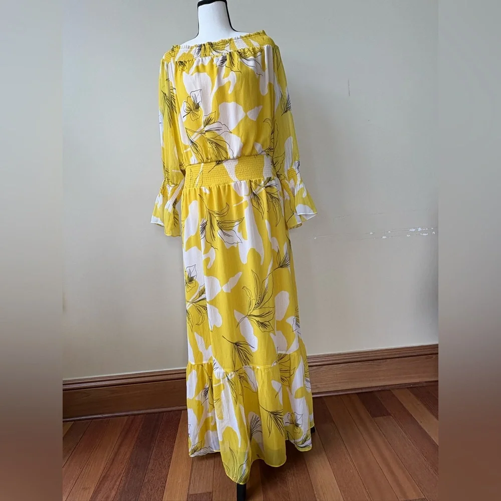 NWOT - Chico's - Yellow and White Floral Maxi Dress - SIZE 14 - Picture 7 of 16